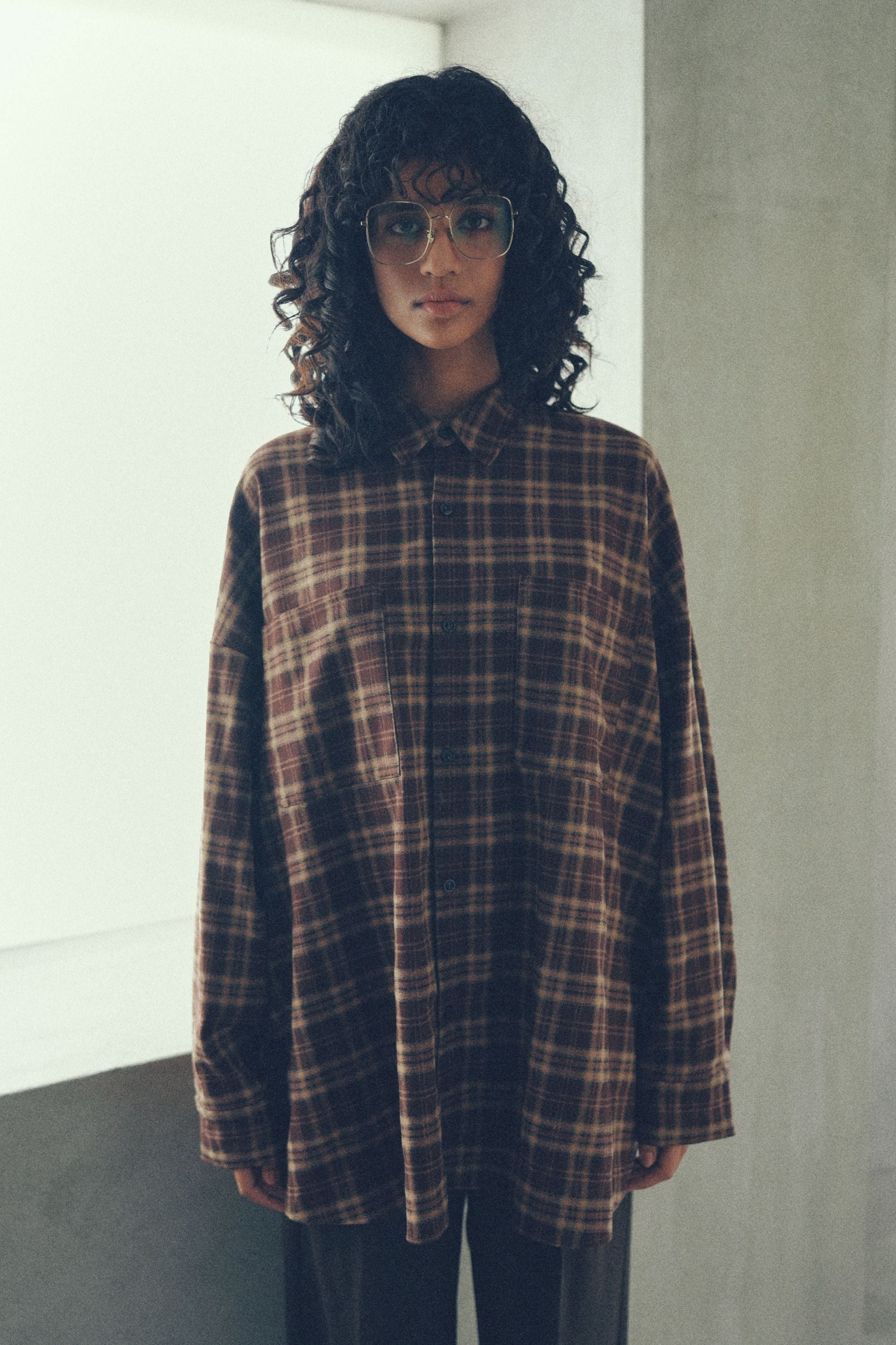 Check shirt【Brown】