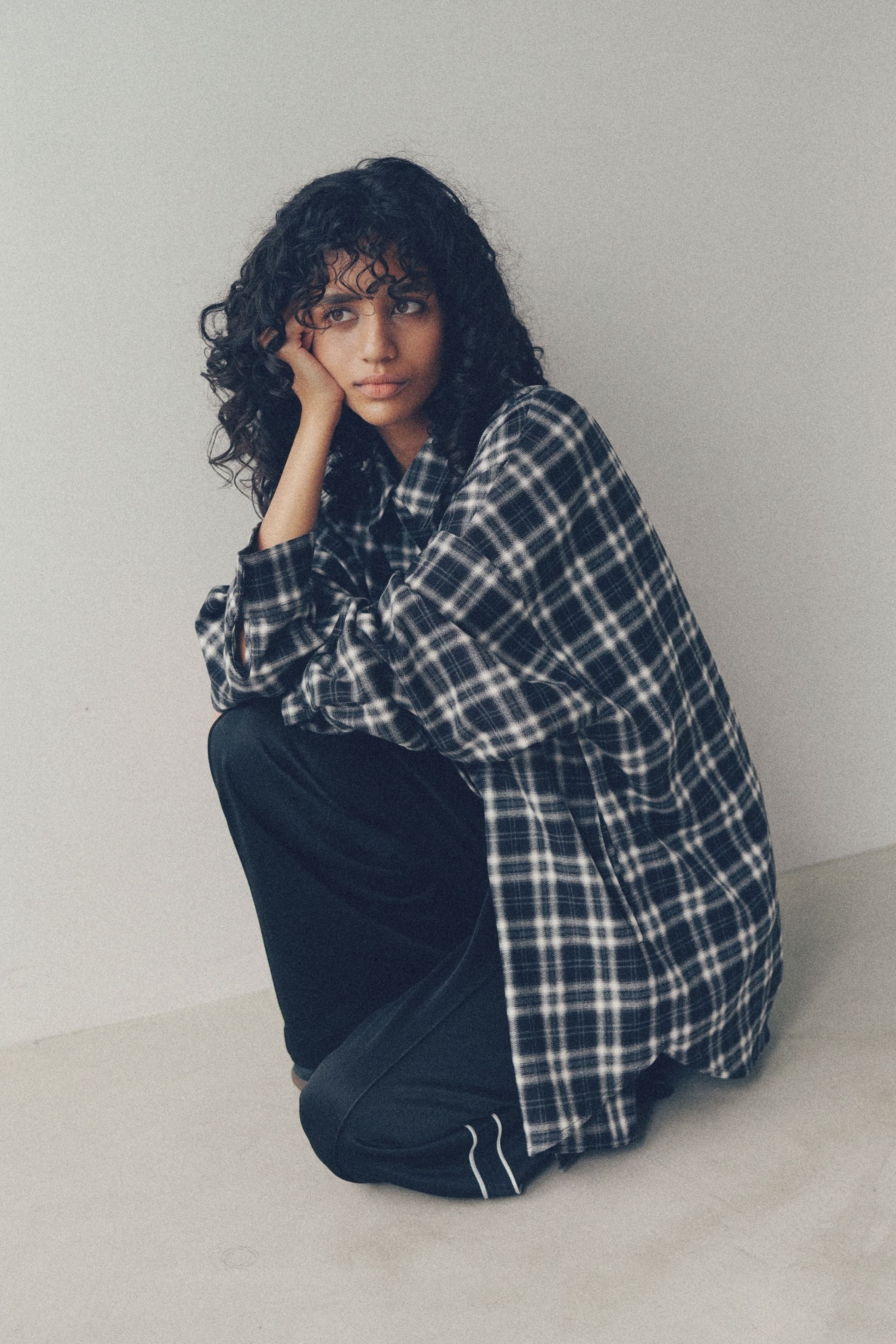 Check shirt【Black】