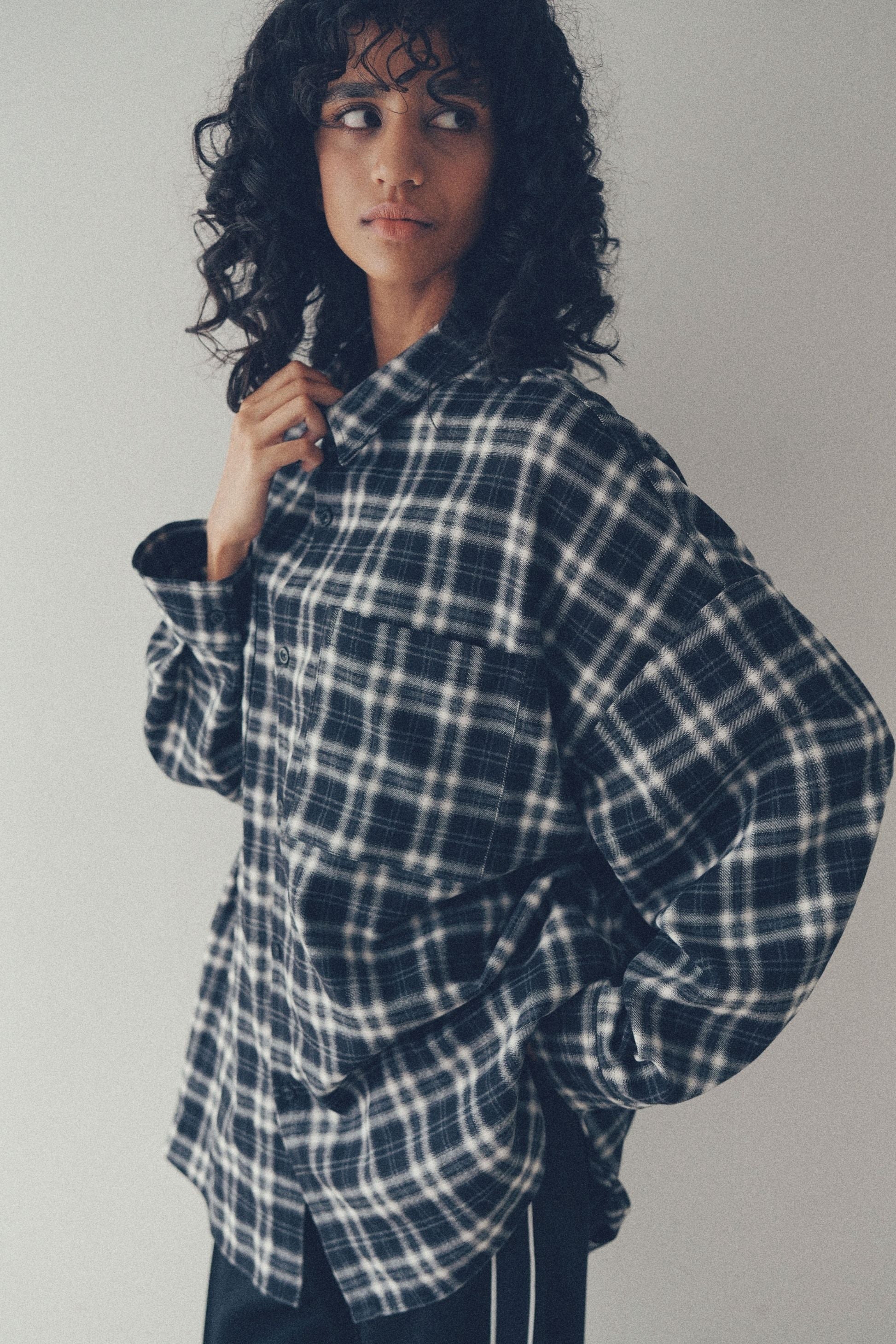 Check shirt【Black】