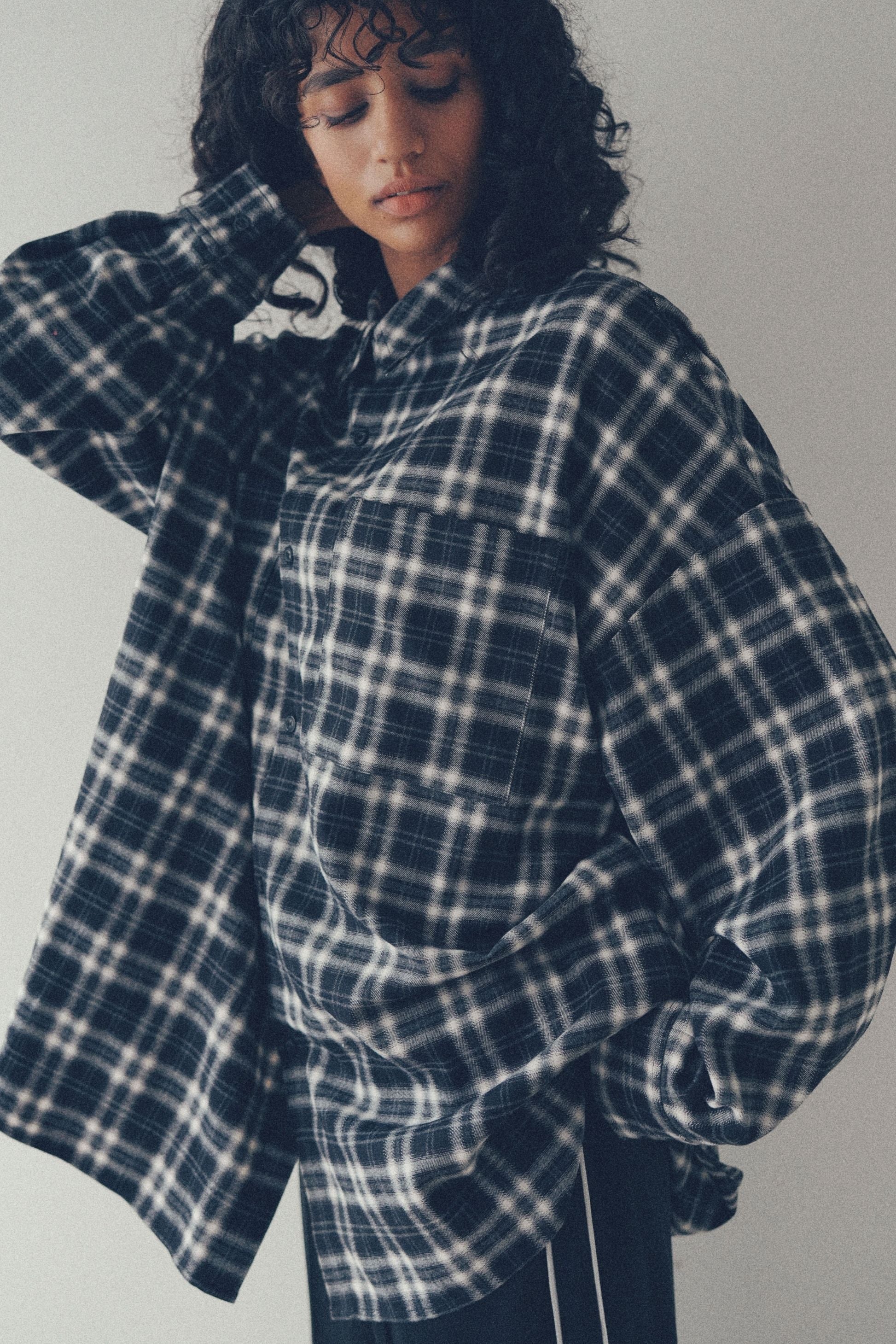 Check shirt【Black】