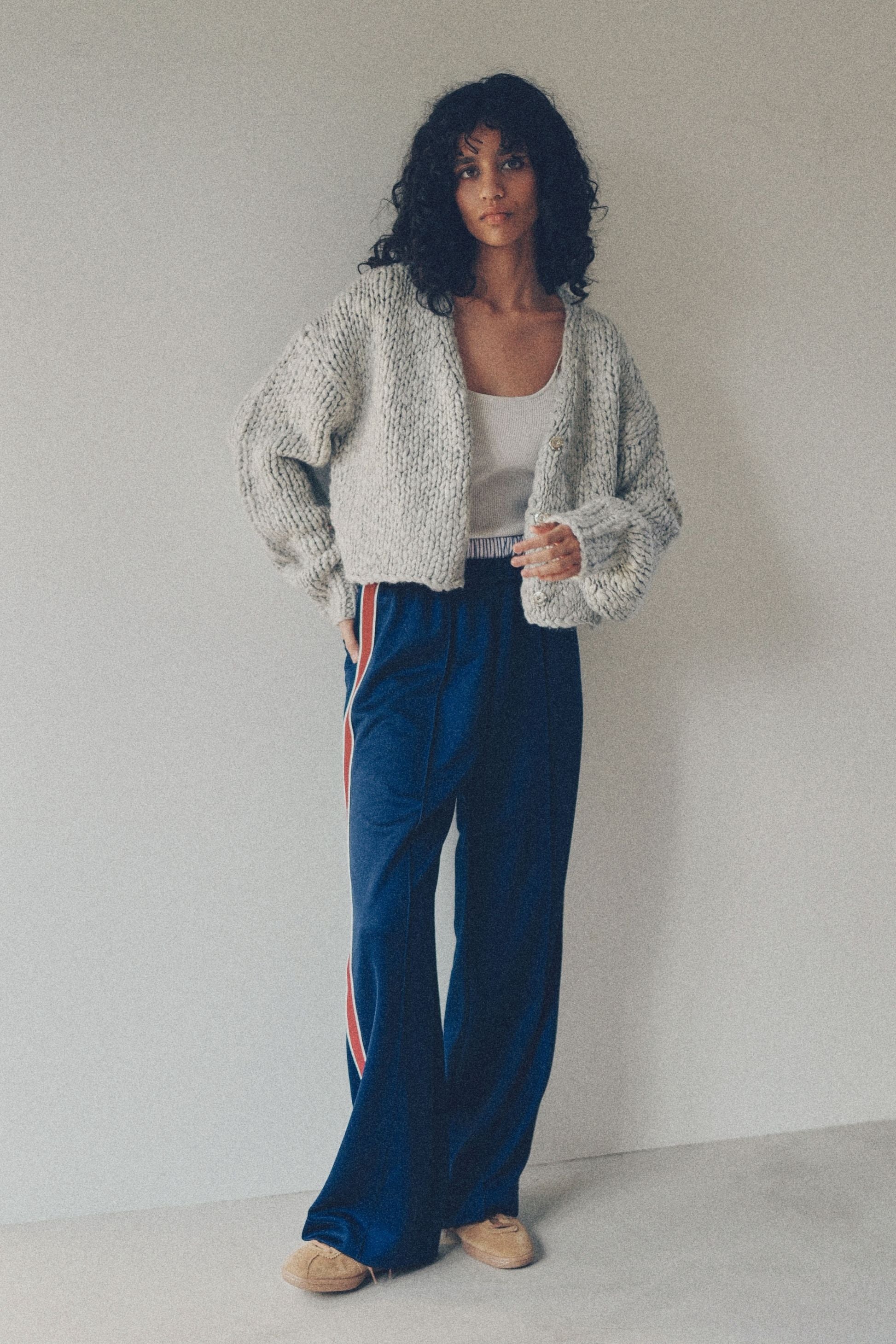 Double-waisted jersey pants【Navy】