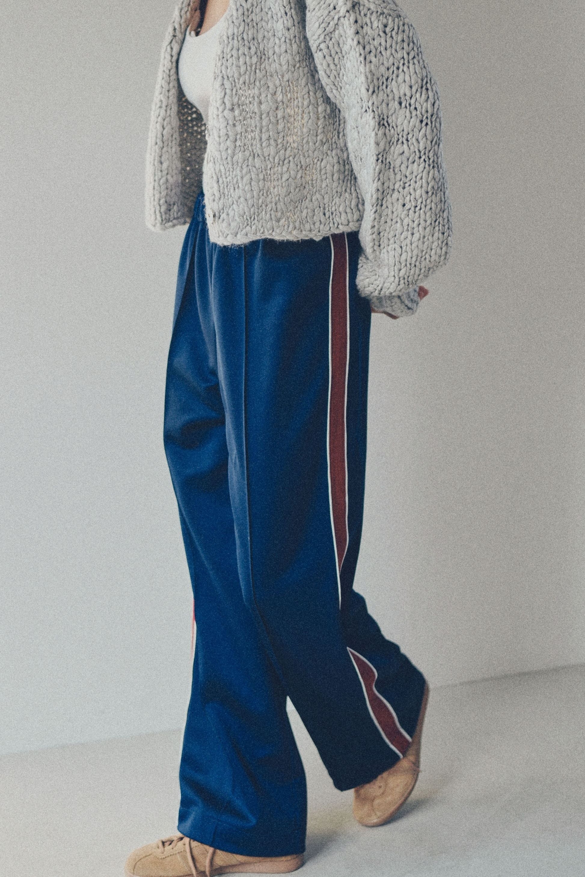 Double-waisted jersey pants【Navy】