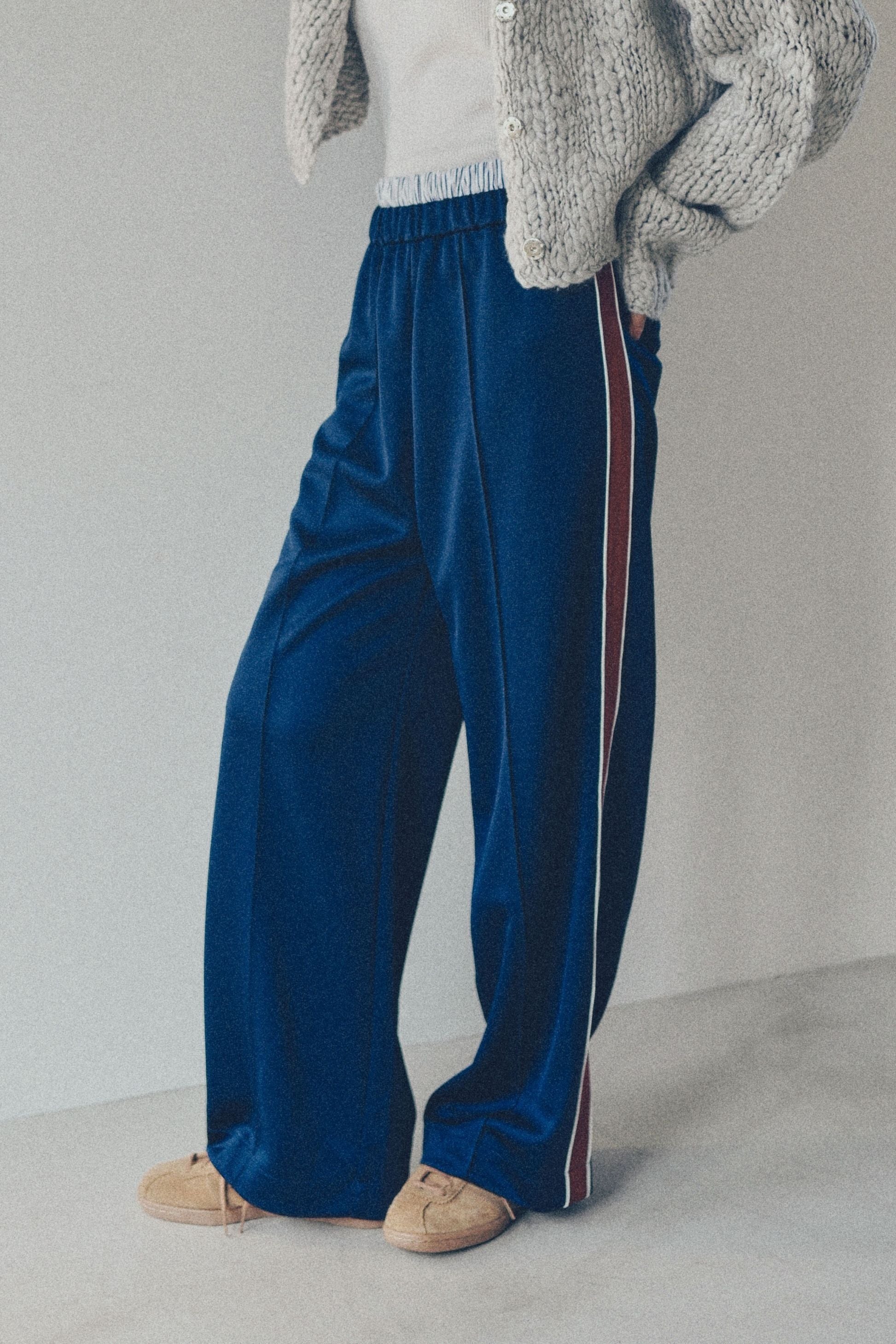 Double-waisted jersey pants【Navy】