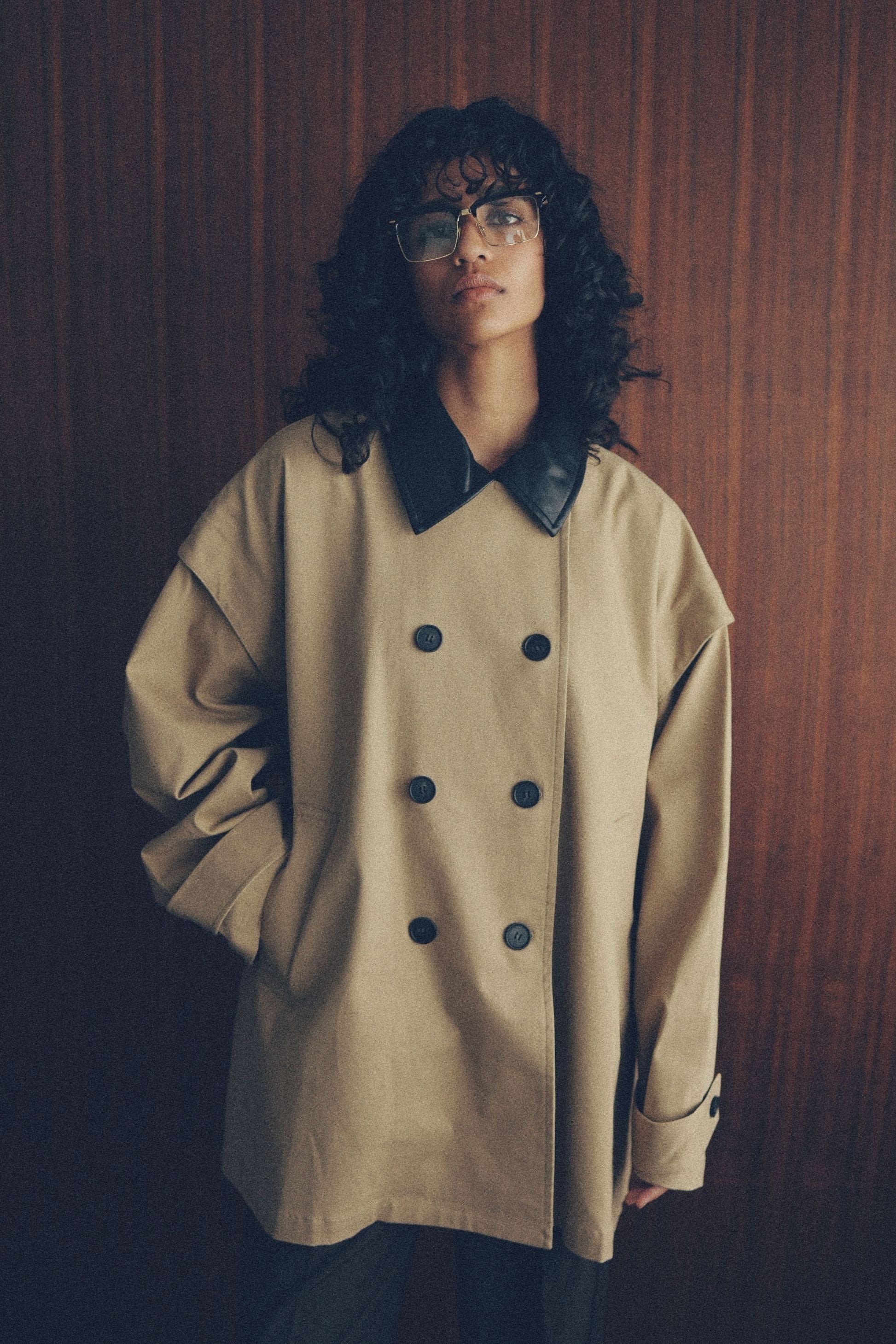 2-way double breasted coat【Beige】