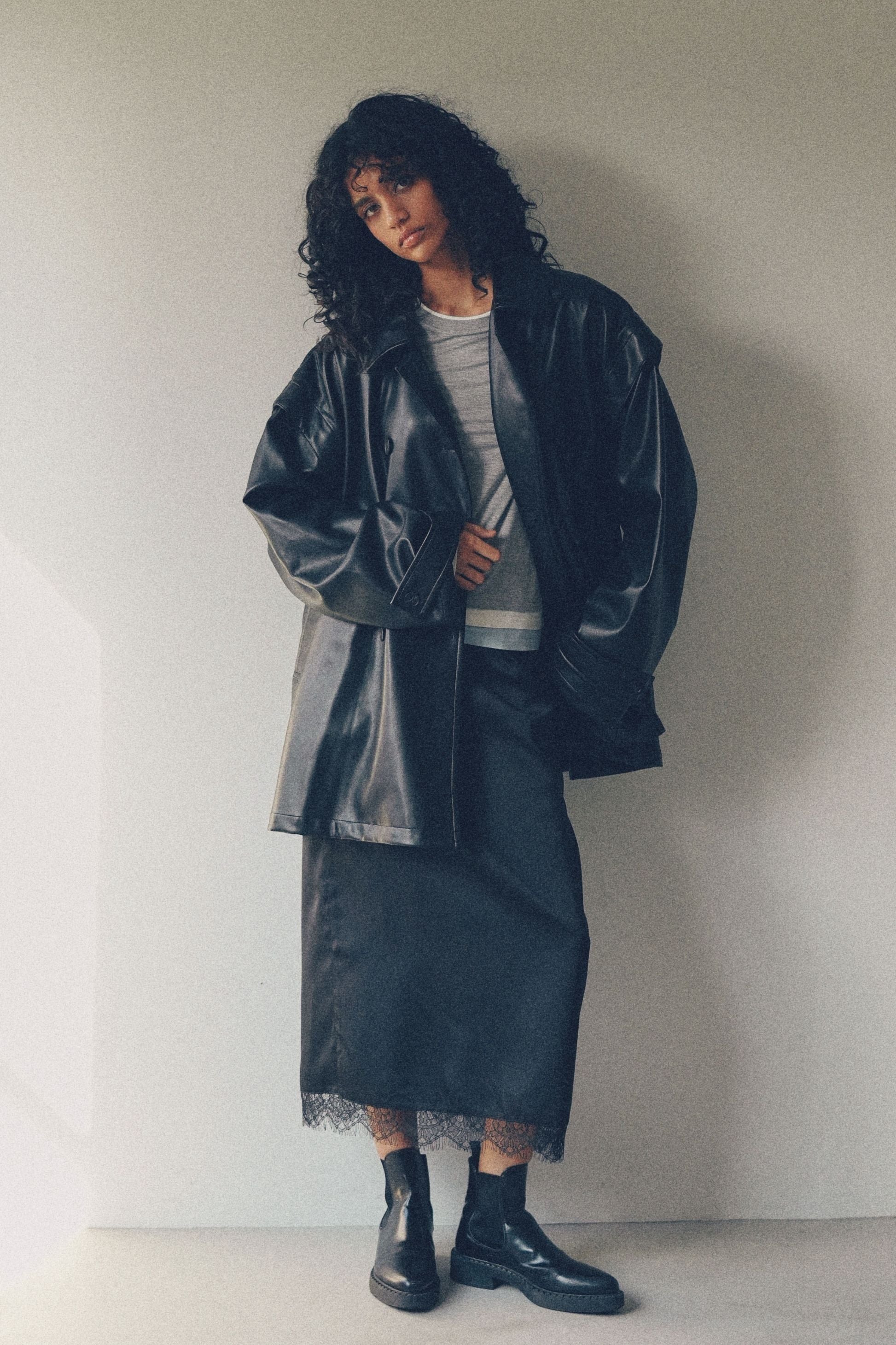 2-way double breasted coat【Black】