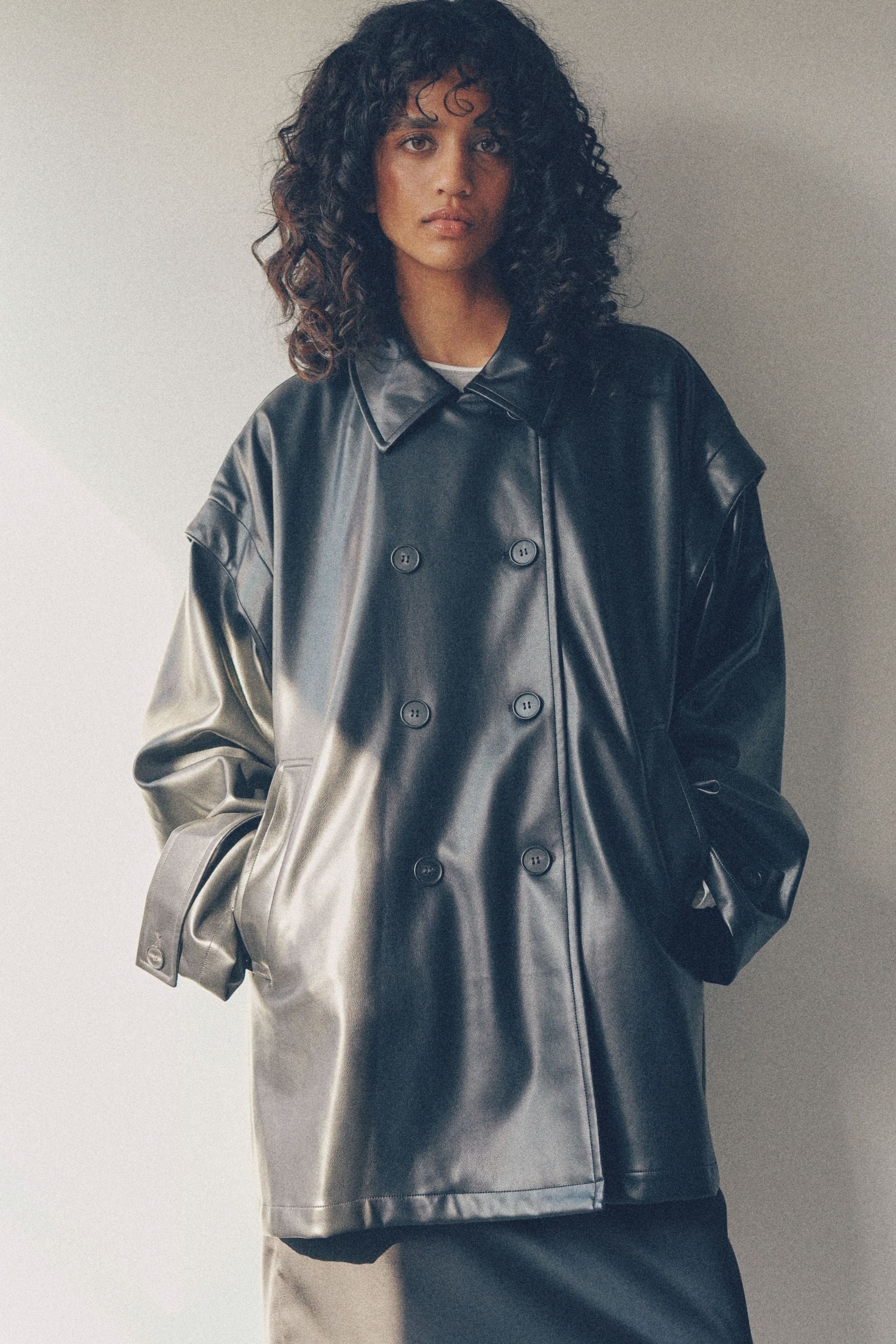 2-way double breasted coat【Black】