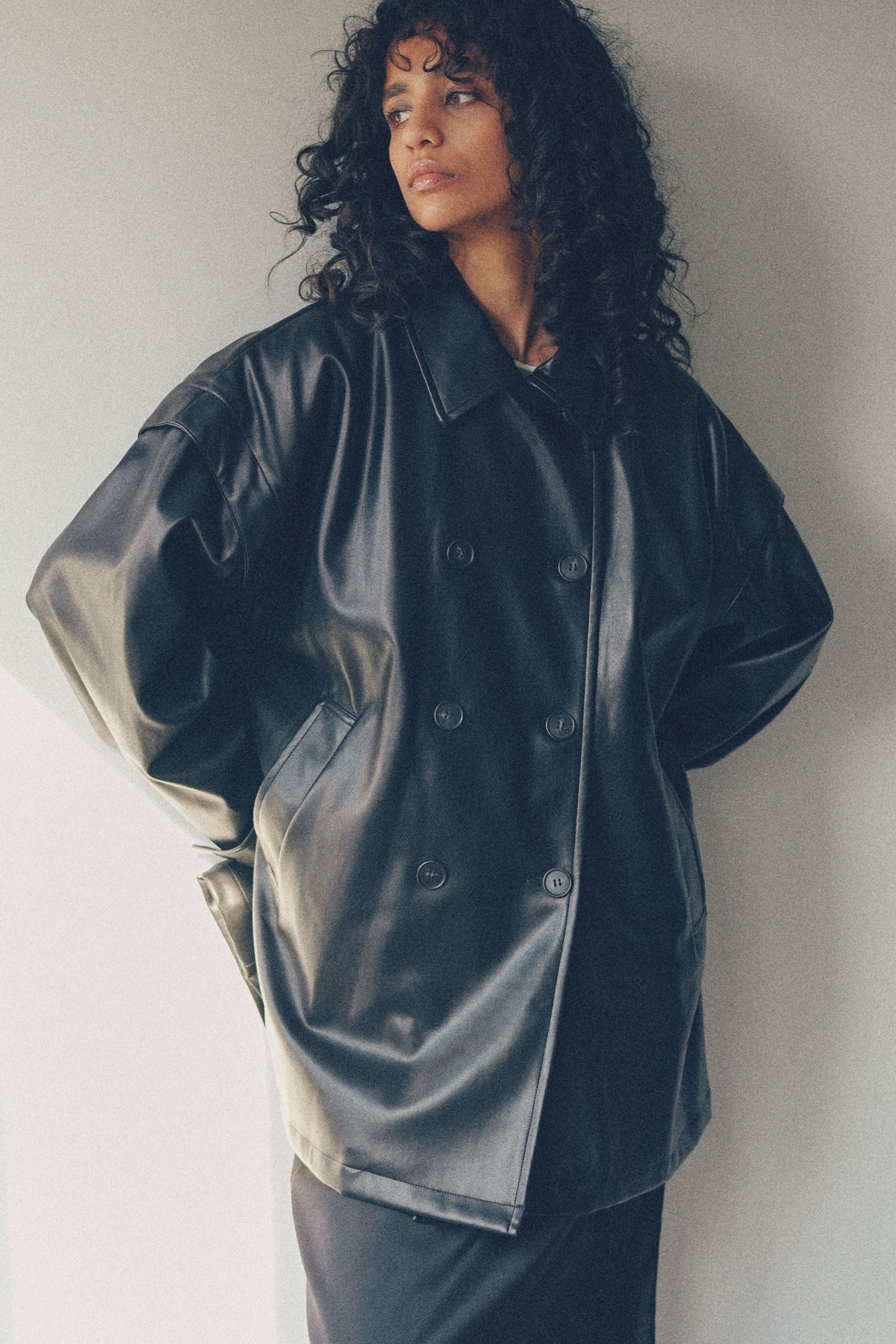 2-way double breasted coat【Black】