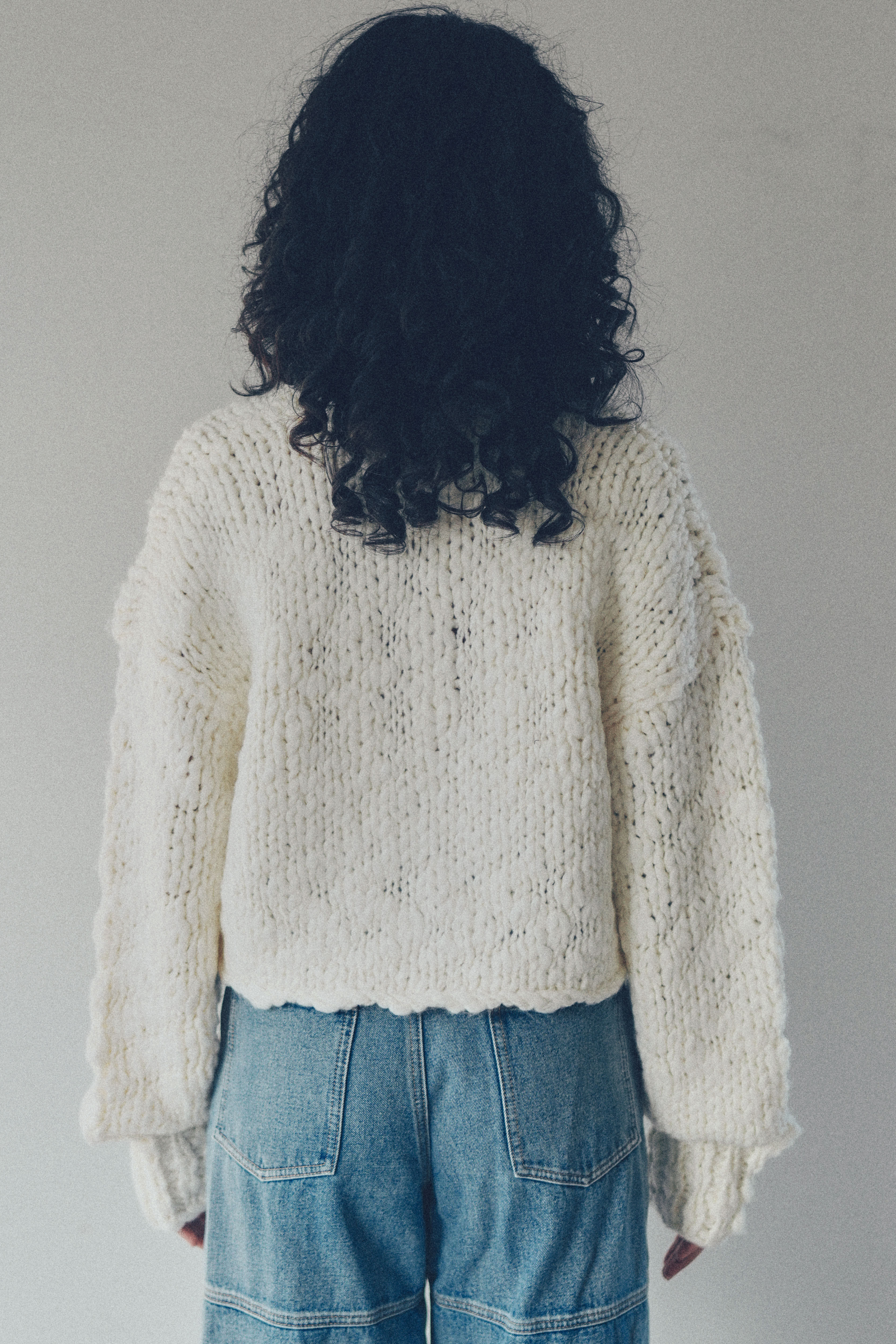 Big slab short cardigan【WHT】