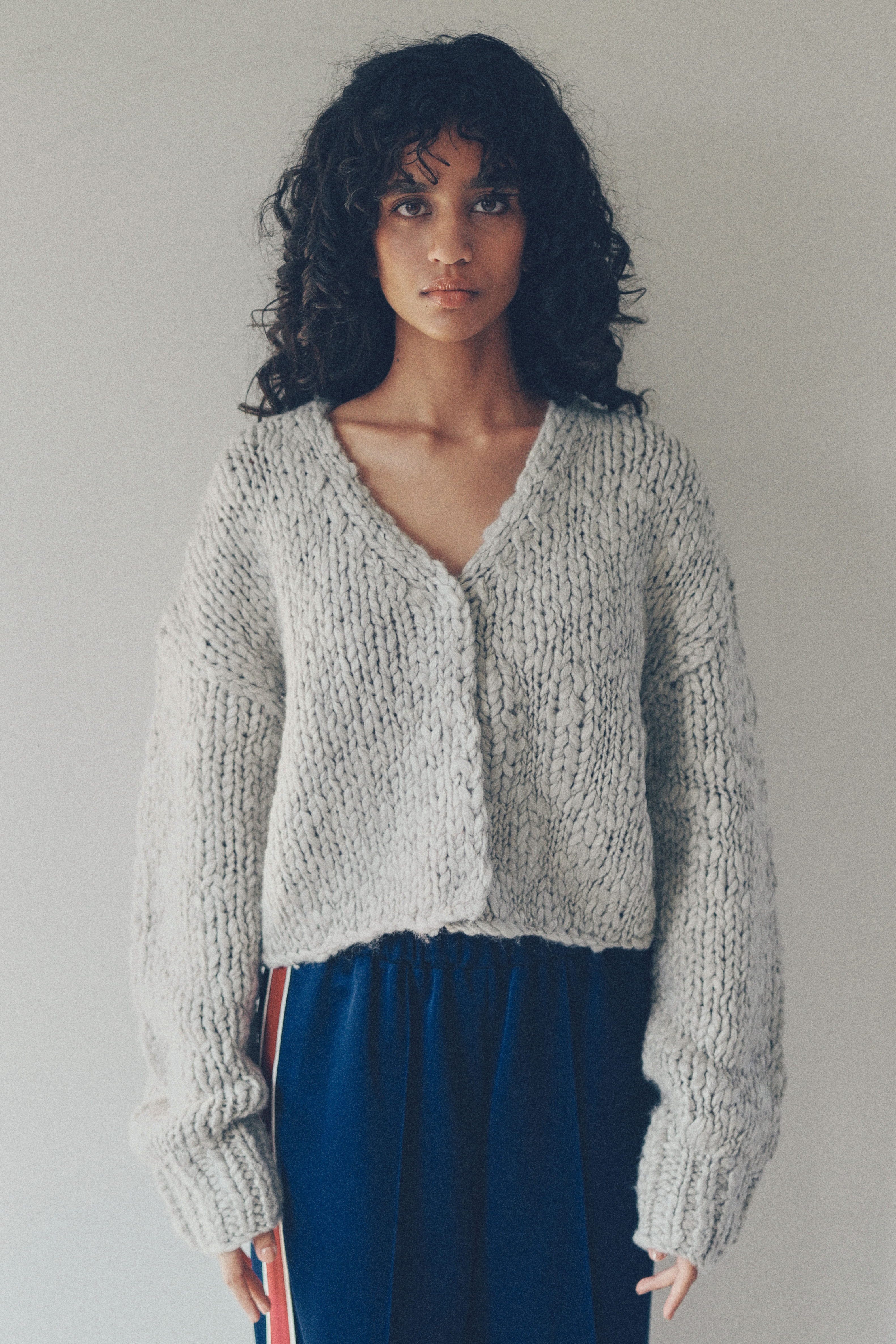 Big slab short cardigan【GRY】