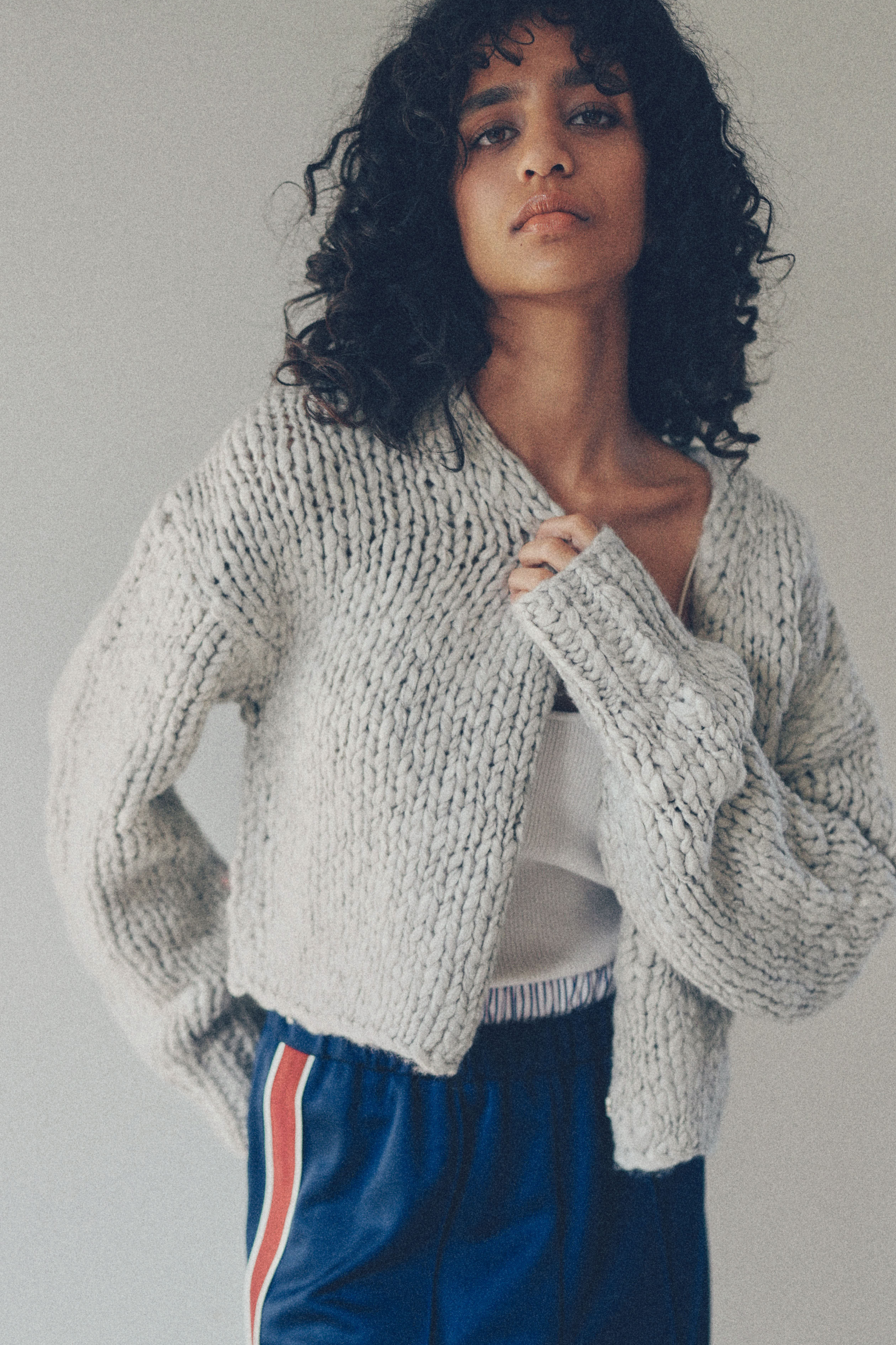 Big slab short cardigan【GRY】