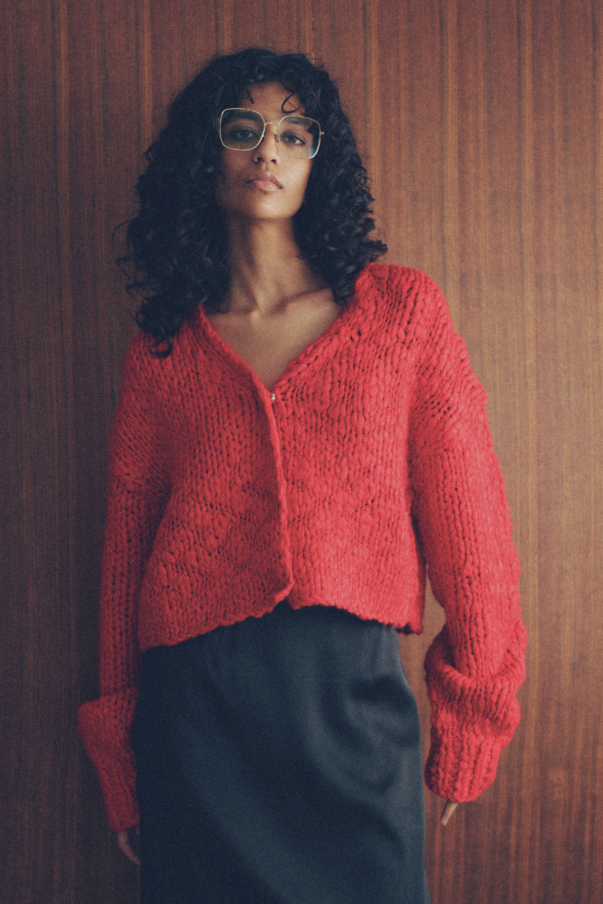 Big slab short cardigan【RED】 – YOOU