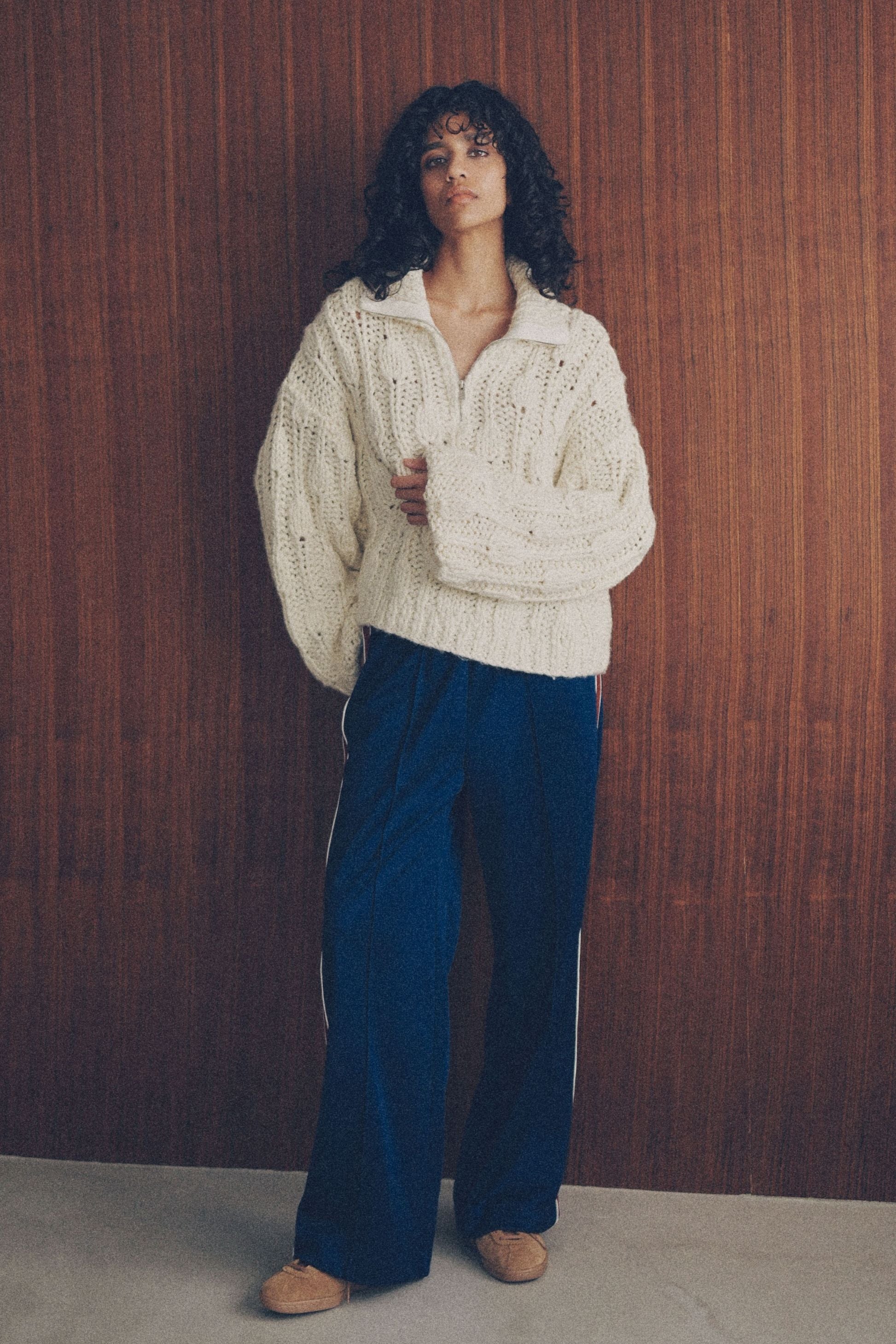 Hand made zip knit【WHITE】