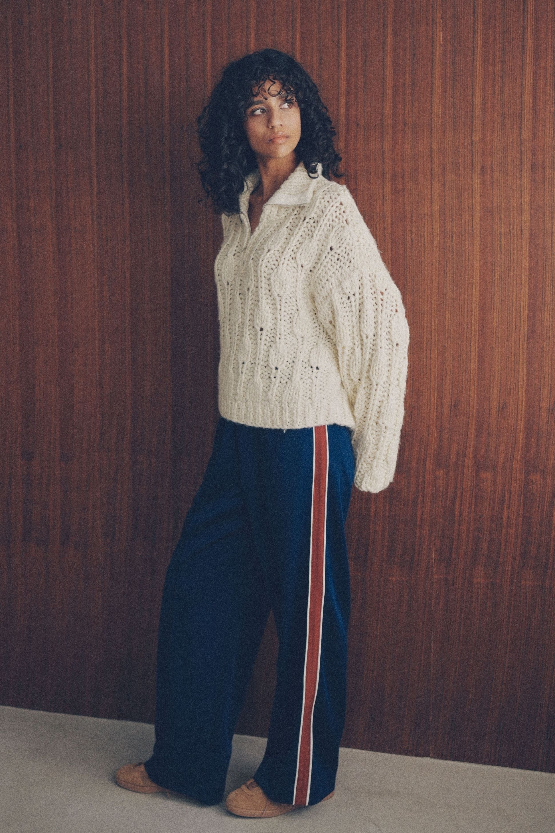 Hand made zip knit【WHITE】