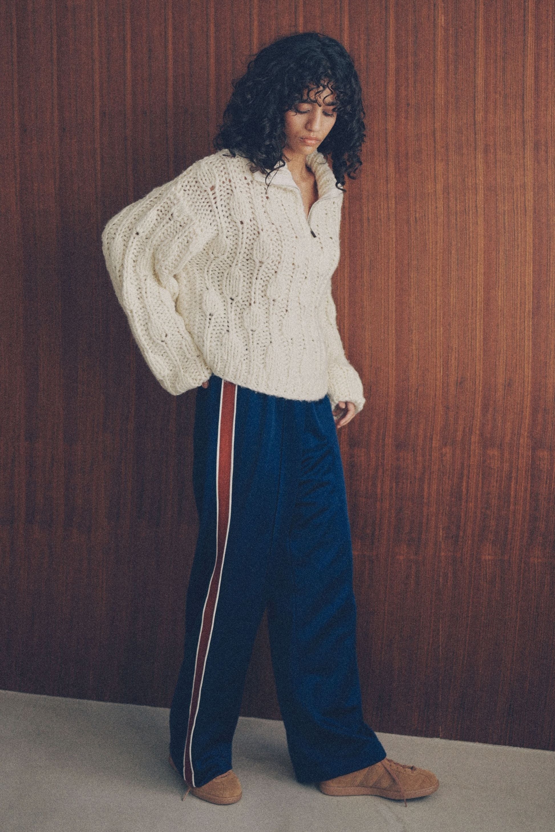 Hand made zip knit【WHITE】