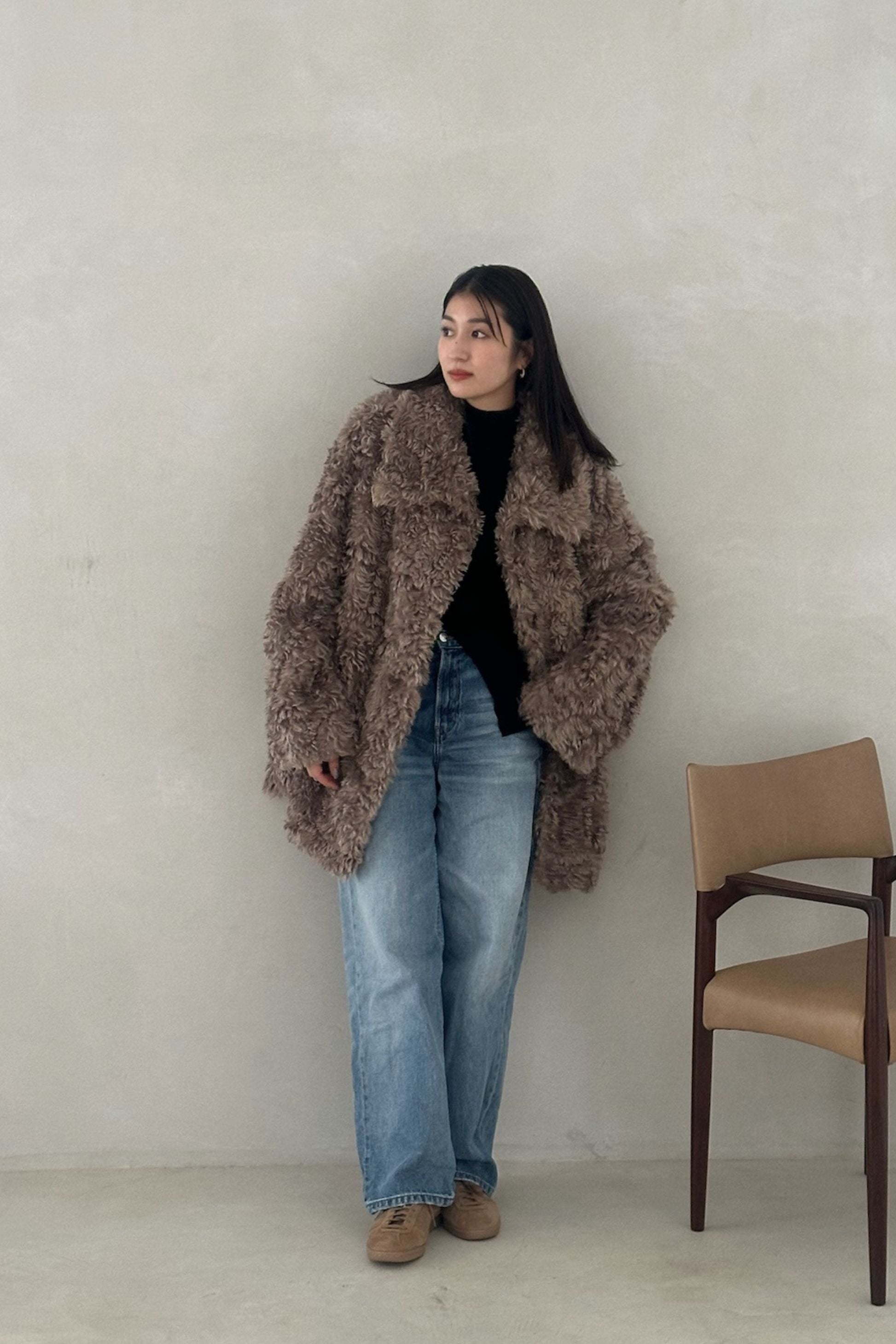 Faux poodle coat【CHARCOAL】