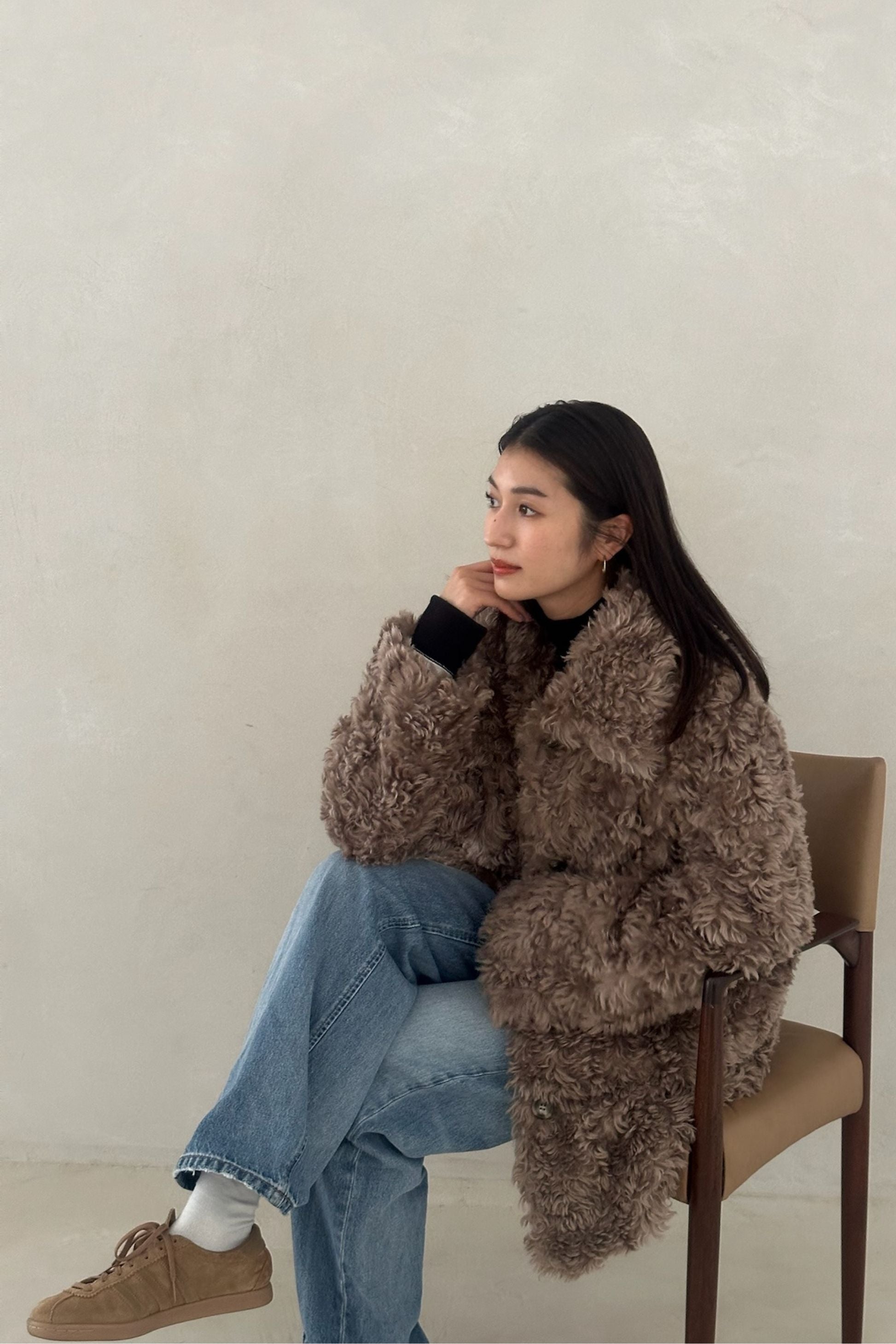 Faux poodle coat【CHARCOAL】