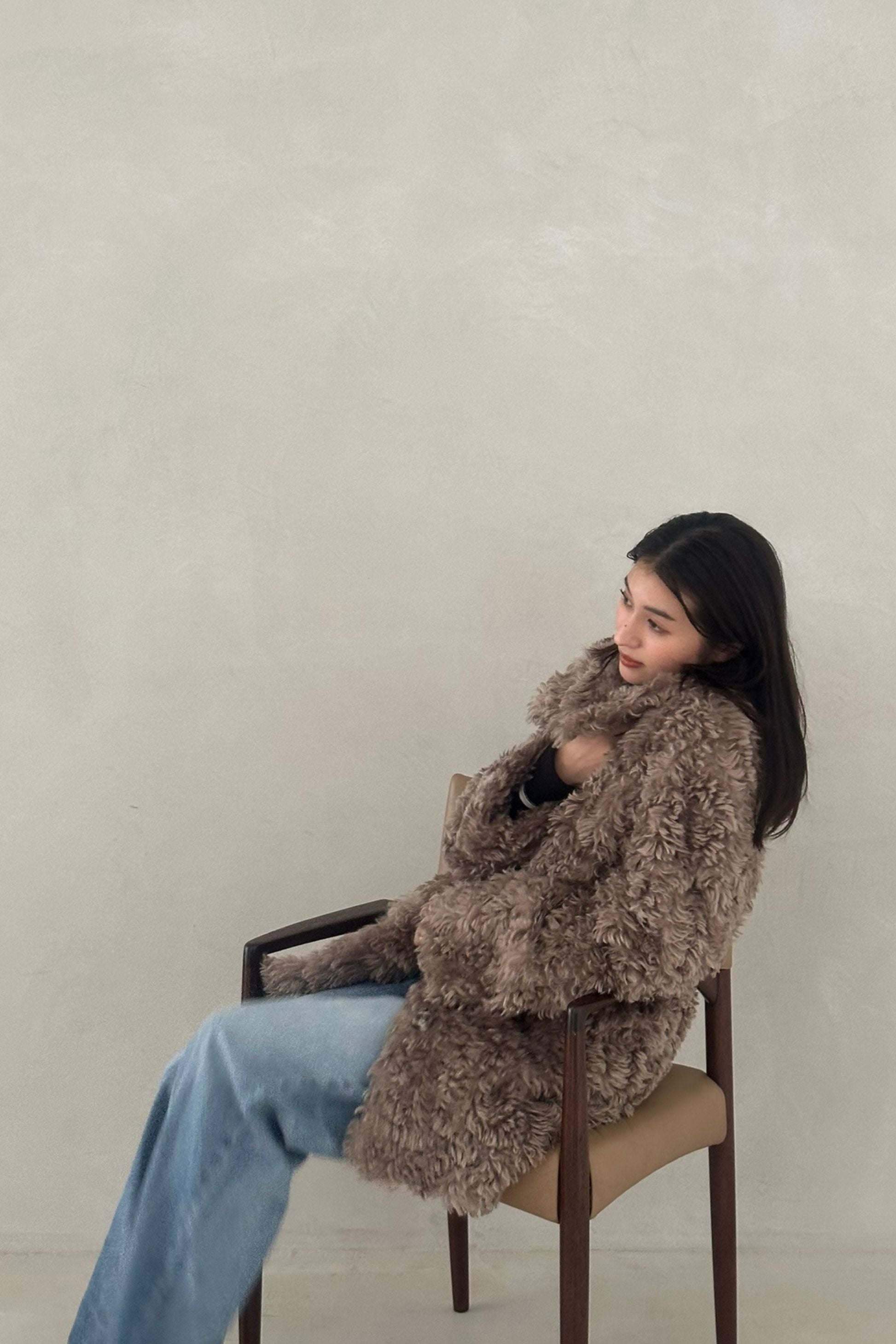 Faux poodle coat【CHARCOAL】