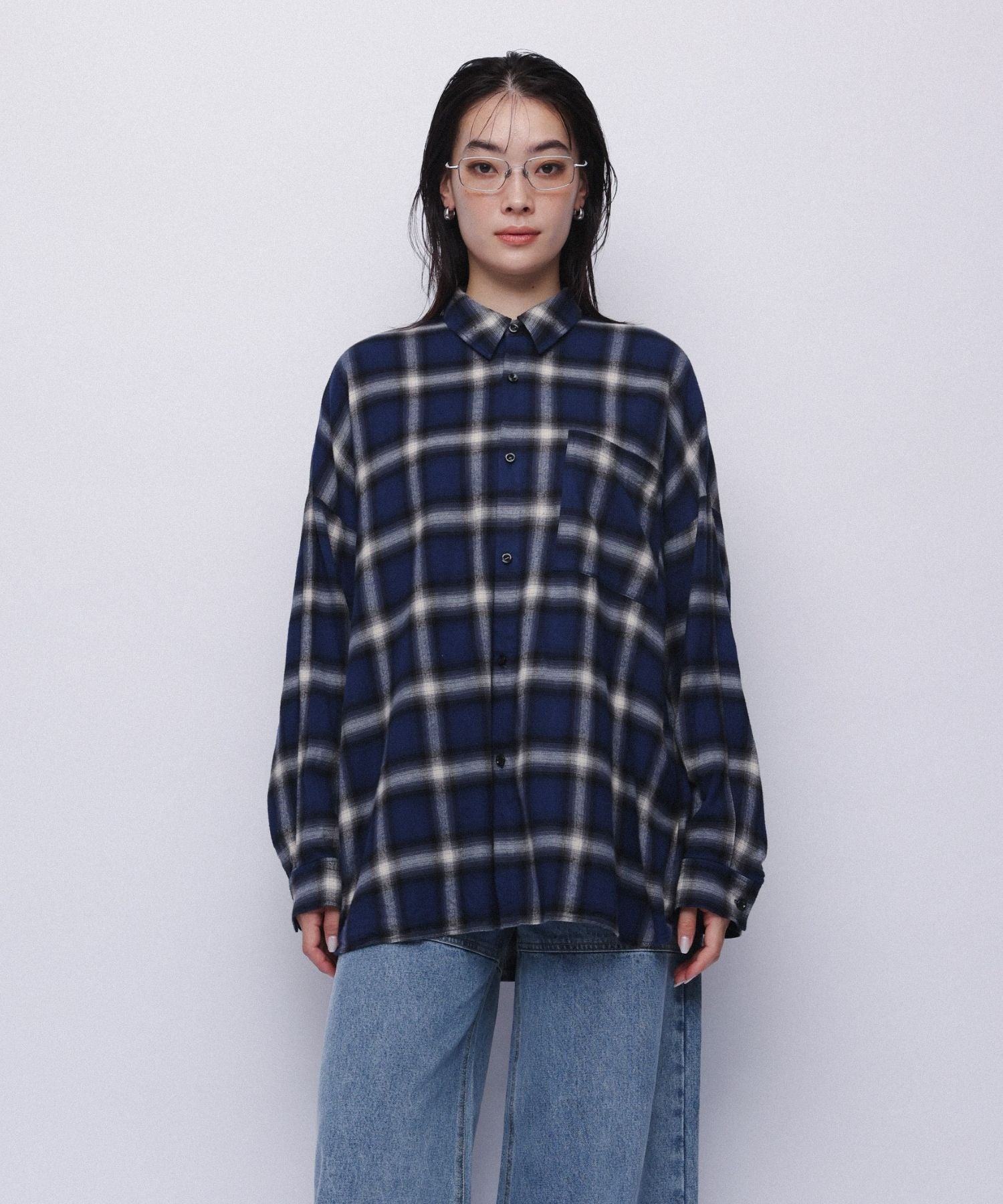 Check over shirt【Blue】