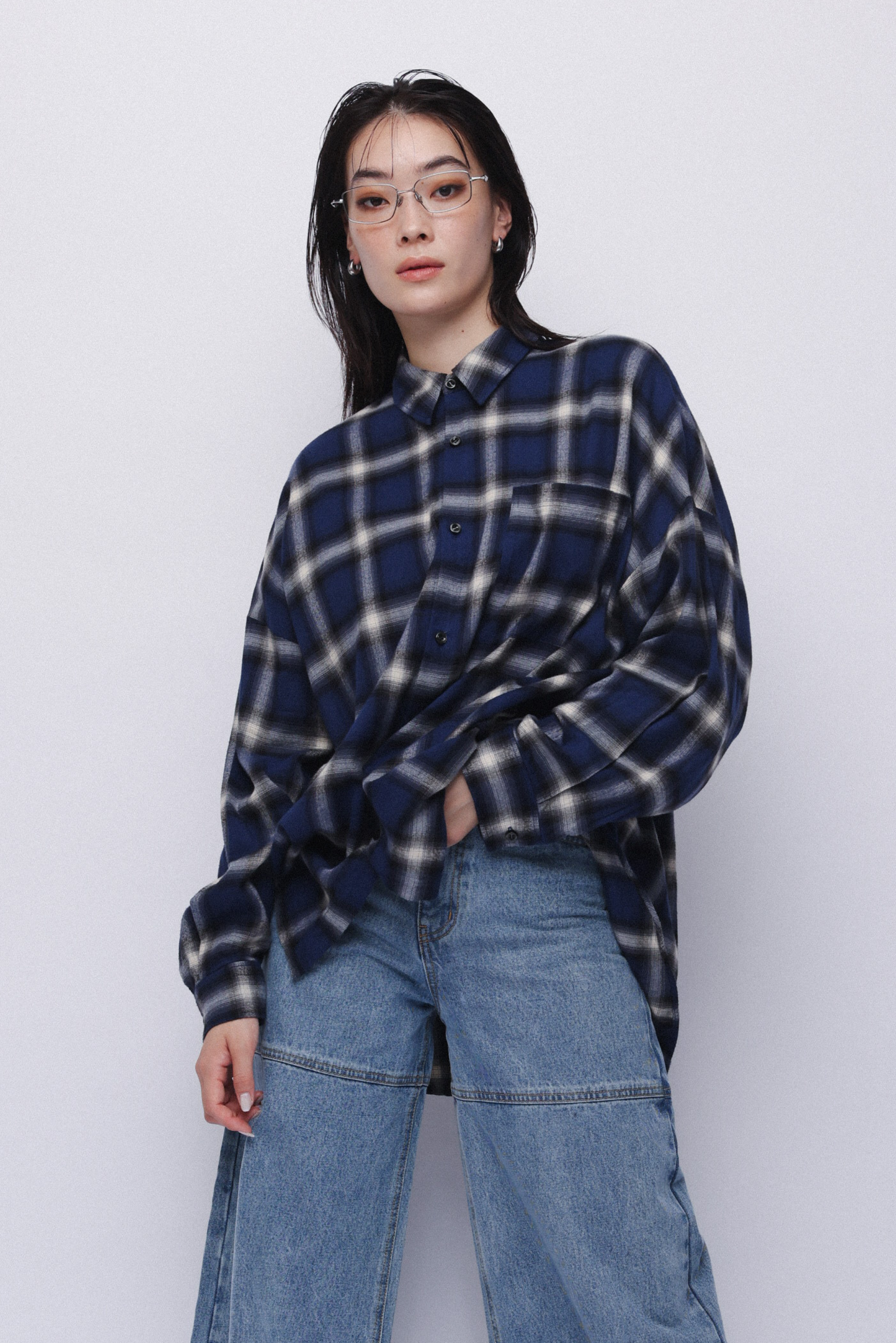 Check over shirt【Blue】