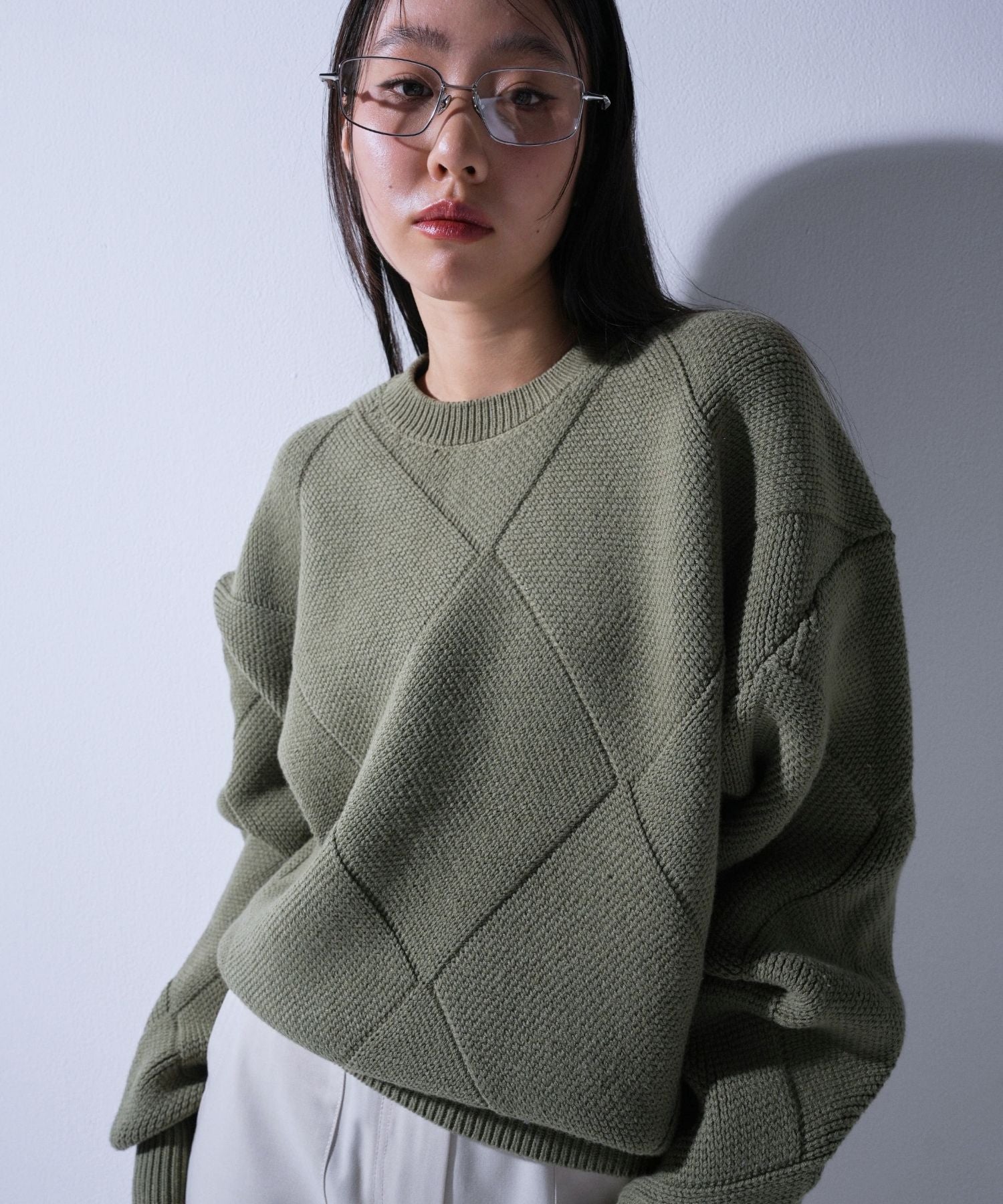 Blocking knit【Khaki】