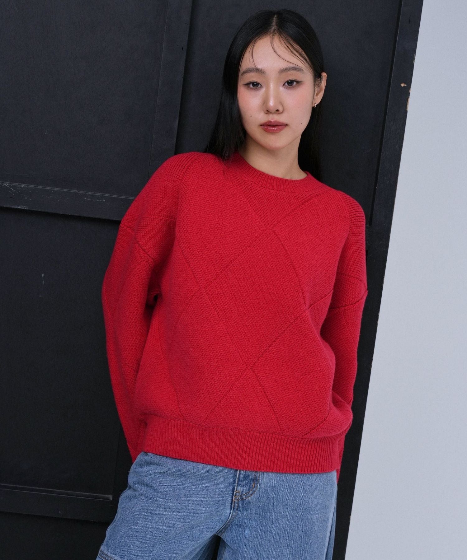 Blocking knit【Red】